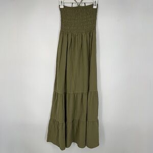 Seaspice Resort Wear Womens Large Maxi Dress Olive Green 100% Peruvian Cotton